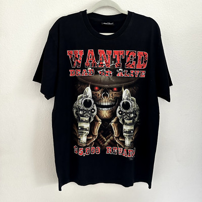 Wanted Dead or Alive Black Short Sleeve Graphic T-shirt - Men's Size Large