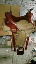 15" Western Rough Out Fender  Jockey Horse Leather Saddle .