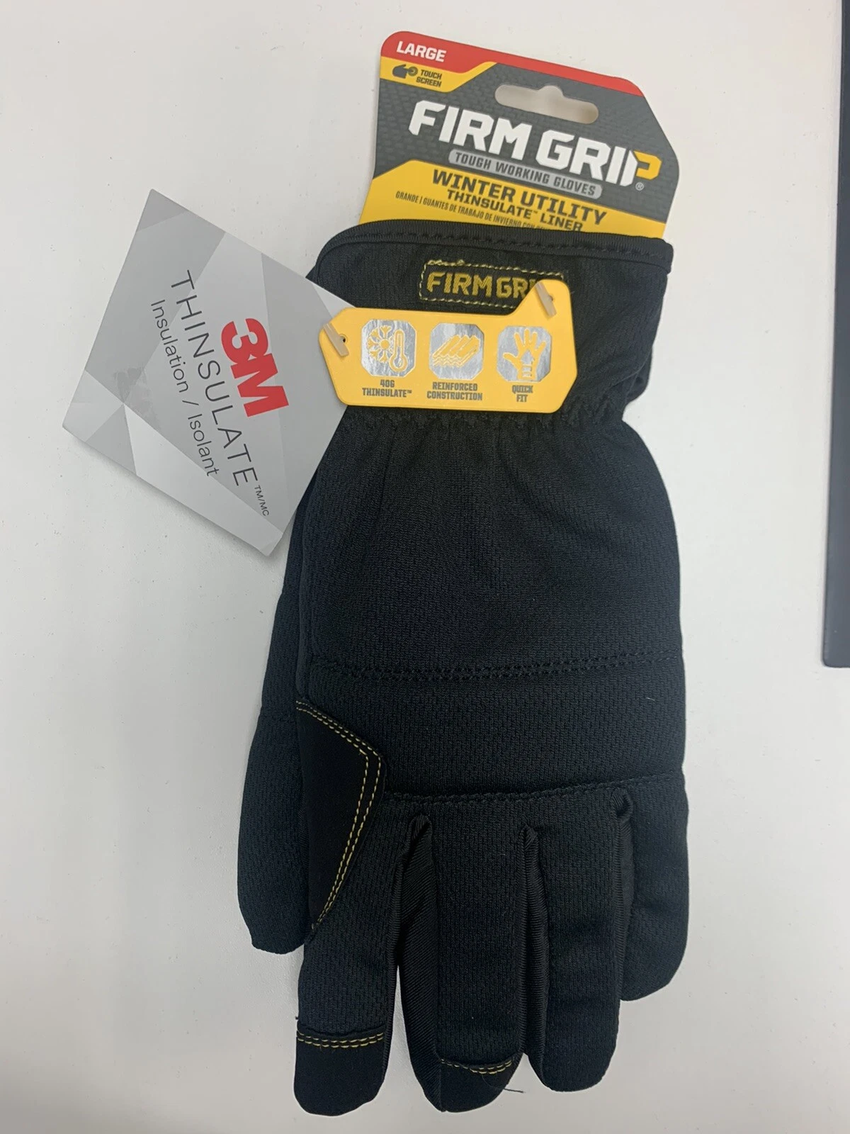 FIRM GRIP Winter Gloves Large Set Of 3 Black