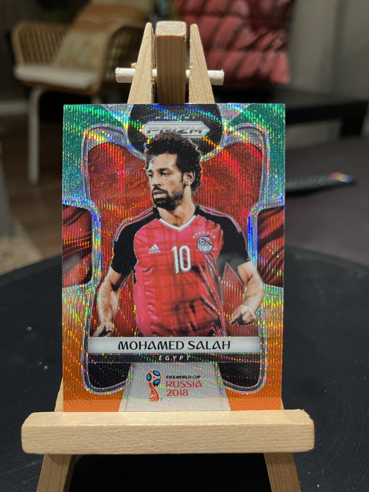 Panini Prizm World Cup 2018 Mo Salah 54 Green & Orange Wave
