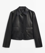 Nappa Leather Massimo Dutti Jacket With Front Pockets. Size L.