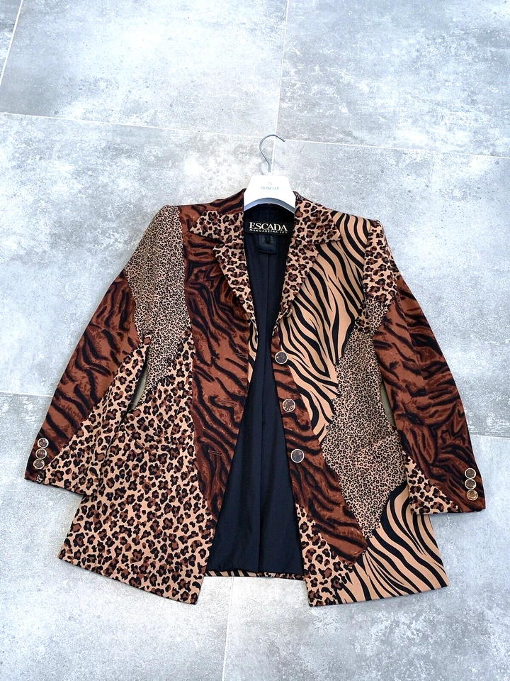 Oversized Vintage Women's ESCADA MARGARETHA LEY Leopard Blazer EU 36 UK 8 - 10 S - Image 2 of 4