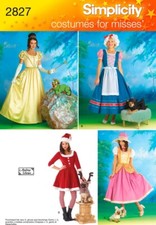 SIMPLICITY SEWING PATTERN 2827 MISSES 6-12 & DOG BO-PEEP PRINCESS SANTA COSTUMES