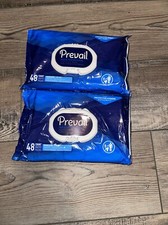 Prevail Disposable Adult Washcloth 12'' x 8''-Bag of 48, 2 PACK. 96 wipes total