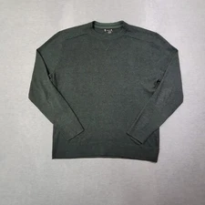 Smart Wool Sweater Mens Large Green Blue Knit Crew Neck Casual Classic