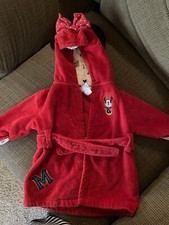 Disney Baby Bath Robe Size: 3-6 Months Red With Minnie Mouse On Front Hoodie