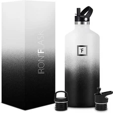 IRON °FLASK Sports Water Bottle - 20 Oz, 3 Lids (Straw Lid), Leak Proof