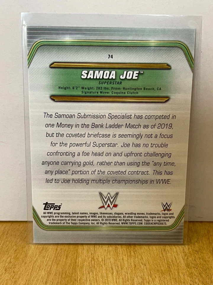2019 Topps WWE Money in the Bank Base #74 Samoa Joe - Image 2 of 2