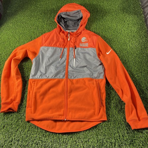 Cleveland Browns Nike Therma Fit Jacket Mens Small Hoodie Fleece Zip Orange - Picture 4 of 18