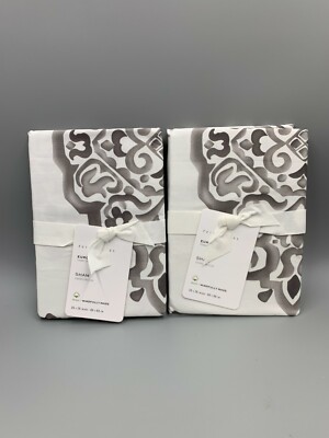 Pottery Barn Asher Medallion Organic Percale Shams Euro S/2 Gray 9546H