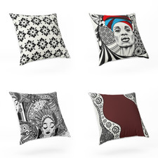 Afro Motive Decorative Cushion Covers, Set of  4 Concept Designs, 43x43cm