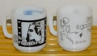 Vtg 1970s Milk Glass Coffee Mug Cup Lot of 2 WC Fields John Barrymore Streaking