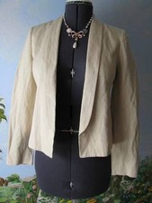 New Vince Blazer Size 6 Rustic Linen Women Beige Long Sleeve Suit Jacket 395