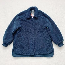 HOUSE OF FLUFF 100% Recycled Shearling Shacket - French Blue