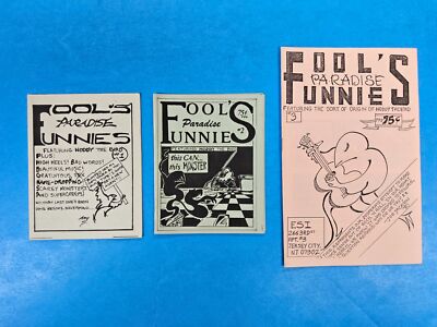 3x RARE FANZINE ~ FOOL'S PARADISE FUNNIES # 1 2 3 ~ 1987 ~ Left Wing Productions