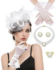 White Fascinator Hats for Women Tea Party Hat Pillbox Hat Cocktail Headband F...