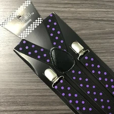 Black w/ Purple Polka Dots Suspender for Adults Men Women Teens Wedding (USA)