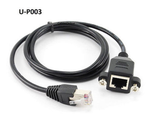 3ft Cat5e RJ45 M/F Shielded Ethernet Network Screw Panel Mount Extension Cable - Picture 1 of 5