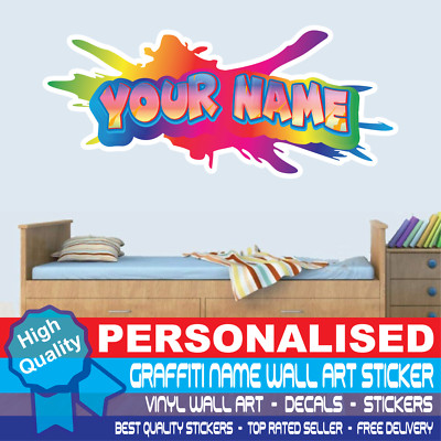 PERSONALISIERTER INDIVIDUELLER NAME WANDAUFKLEBER AUFKLEBER VINYL GRAFFITI Kinder Jungen Mädchen