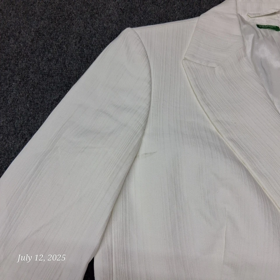 Сделано в Румынии Benetton белый брюки костюм куртка Blazer женщин размер большой - Изображение 2 из 4