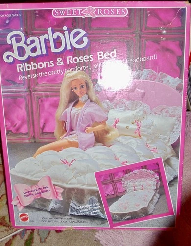 VTG Superstar Era BARBIE RIBBONS & ROSES BED SET in ORIG BOX Sweet 1987 CLEAN