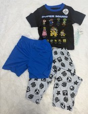 Super Mario Nintendo Kids 3 Piece Sleep Set sz 4/5 XS NWT