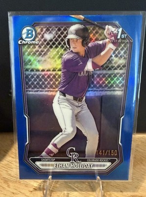 2025 Bowman Chrome Ethan Holliday 1st Blue Refractor /150 #BCP-1 Rockies