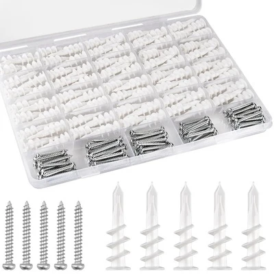 CAEYPOAR 120pcs #8 Self Drilling Drywall Anchors, Premium Wall 120Pcs, white