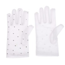 Shiny Figure Skating Wrist Gloves Mittens Crystal Gloves Skating Performance A3