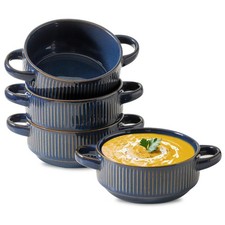 Soup Bowls with Handles, 23 Oz Oven Safe Crocks, Stackable - Perfect for Chili