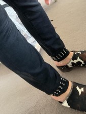 Citizens of Humanity Black High-Rise Skinny Jeans Ankle Silver Studs L30 W32
