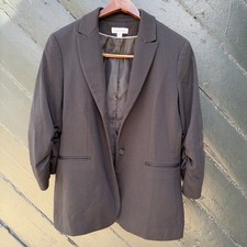 CALVIN KLEIN WOMEN  S RUCHED SLEEVE BLAZER BLACK SZ Medium