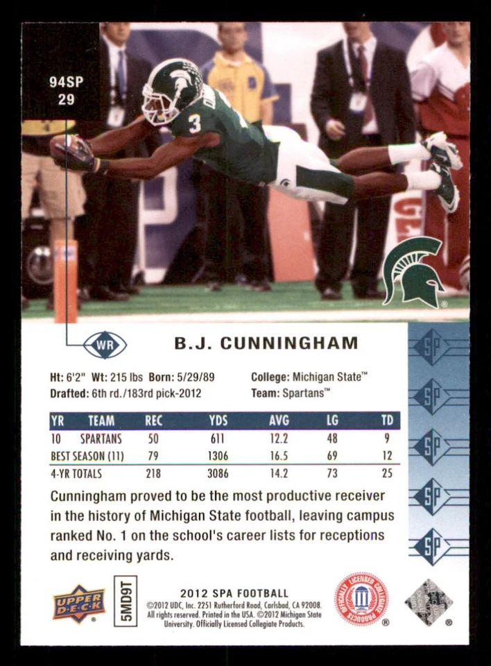 2012 SP Authentic 1994 SP #94SP29 B.J. Cunningham - Image 2 of 2