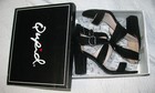 QUPID Womens Size 7 Karden Black Suede 3.5" Heels Open Toed Dress Shoes Back Zip — photo 1