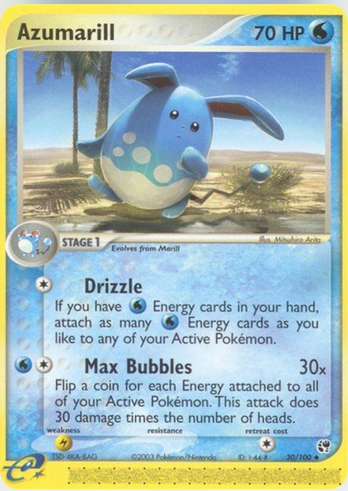 Azumarill 30/100 - Pokémon TCG - Sandstorm - Vintage Regular