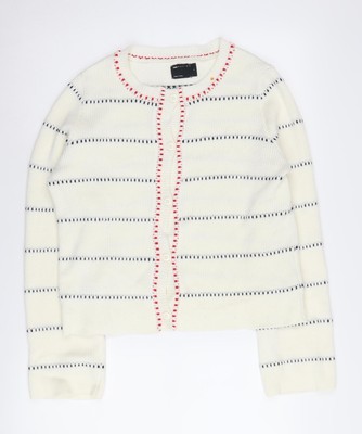 ASOS DESIGN Damen Strickjacke weiß gestreift Größe S