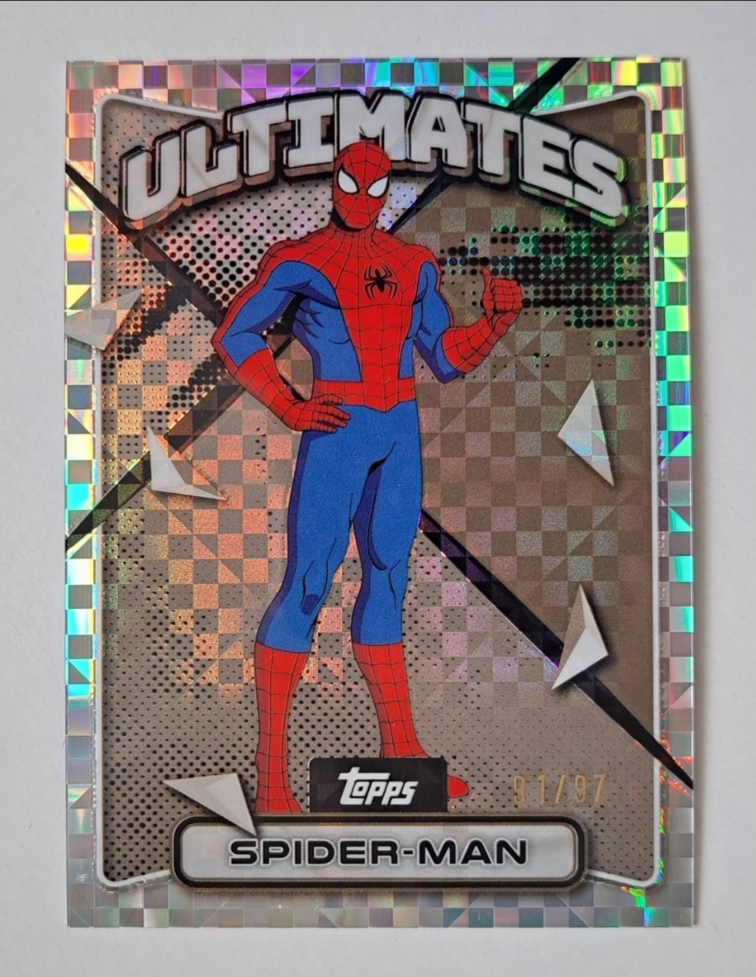 2025 Topps Finest Marvel X-Men '97 SPIDER-MAN X-Fractor 91/97 SSP Base Card #52