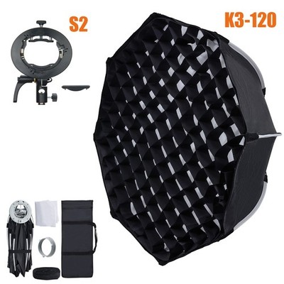 DE K3-120 120CM Octagonal Portable Bowens Mount Gitter Softbox + S2 Blitzhalter