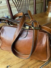 Patricia Nash Cross Body Handbag Satchel Leather Bag Brown W/Clasp Vtg