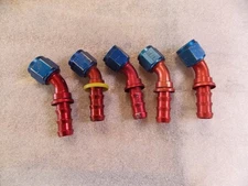 Five AeroQuip -10 AN  45 Degree Aluminum Push-Lock Fittings