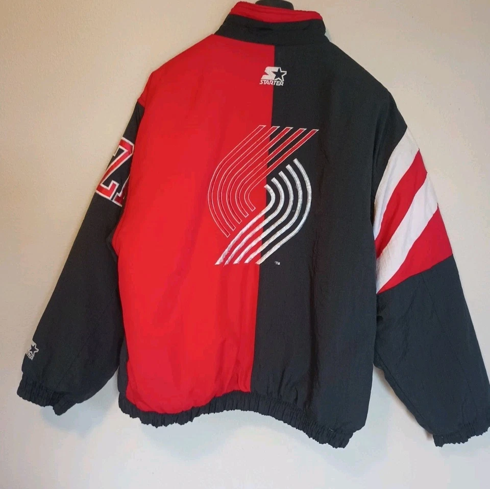 Vtg 90s Starter Jacket Mens L NBA Portland Trail Blazers Basketball Drexler Zip - Image 2 of 4