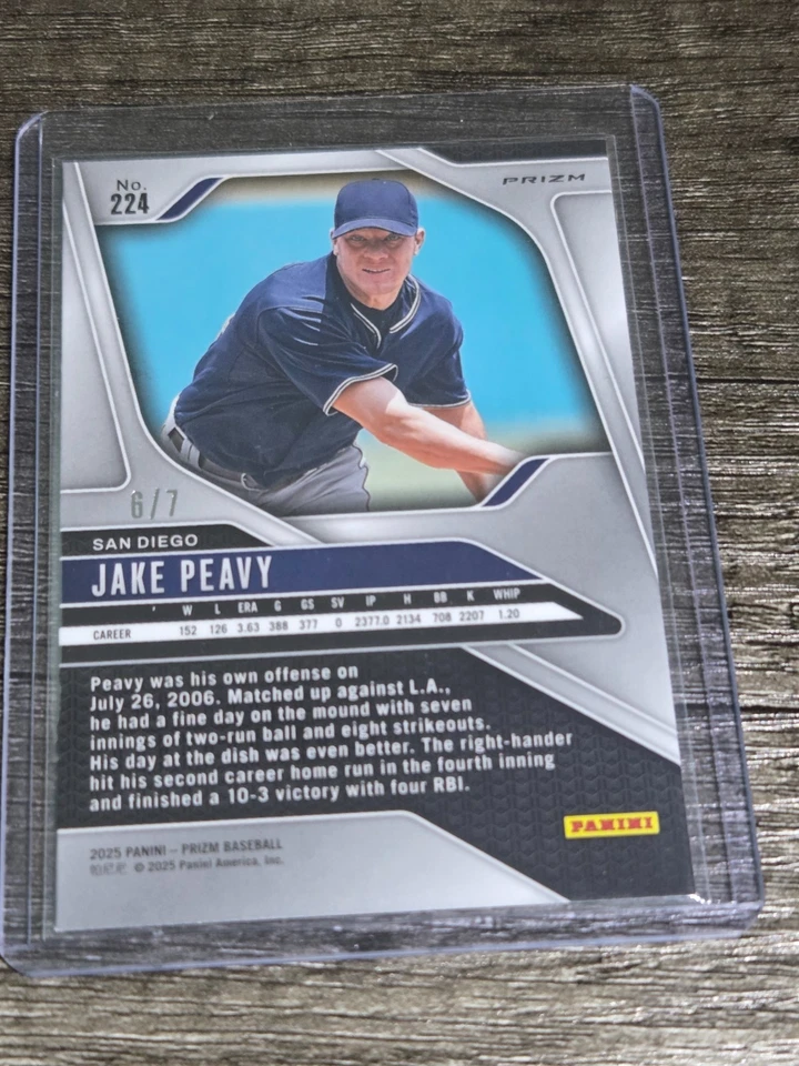 PANINI PRIZM BB #224 2025 - JAKE PEAVY - FOTL GOLD SHIMMER - #6 DE /7 Foto 2 de 3