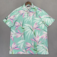 Sunday Swagger Polo Shirt Mens XL Floral Graphic Print Short Sleeve Golf Light