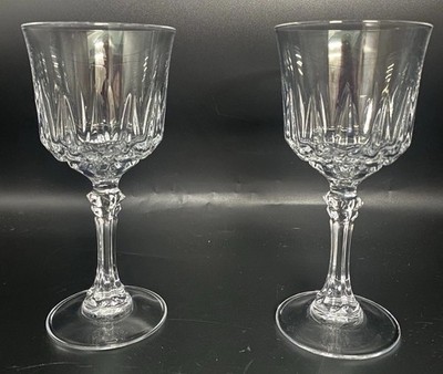 Vtg Avignon Cristal D'Arques Wine Glasses Lot of 2 Clear Stemmed 6.75 In France