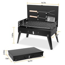 1Pc 16.7x10x17.7in Portable Charcoal Grill Fo...