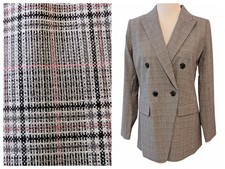 Ann Taylor Loft Womens NWT Size 6 Gray Pink Black Plaid Double Breasted Blazer
