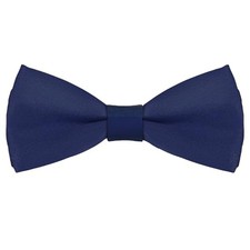 Kids Bow Tie, Classic Solid Color Pre-Tied Bow Tie Adjustable Neck Navy Blue