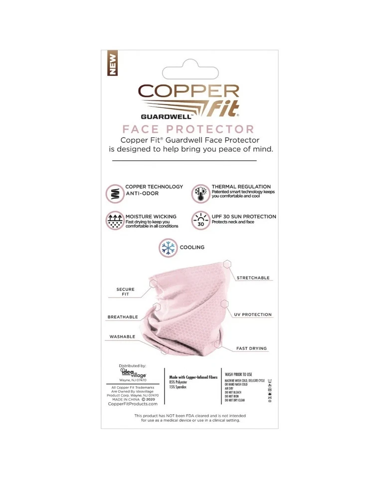 2X COPPER FIT Guardwell Face Protector Pink/Youth Size, Copper Infused - Image 2 of 2