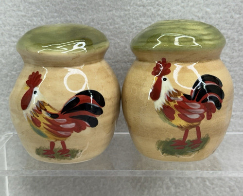 Hand Painted Rooster Salt & Pepper Shakers Farmhouse Country Kitchen Decor