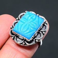 Blue Chalcedony 925 Sterling Silver Gemstone Handmade Jewelry Ring 7" NS 25803
